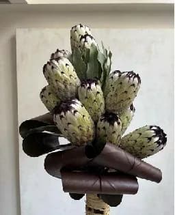 绿色与石材结合的花艺